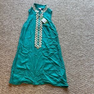 Lilly Pulitzer Teal Sleeveless Shift Dress with Cream Trim
